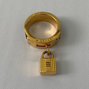 Authentic HERMES Kelly Gold Tone Scarf Ring